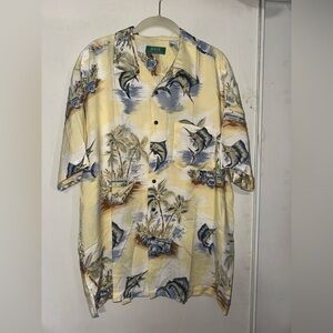 Men's Tropical Print Button Down Shirt
